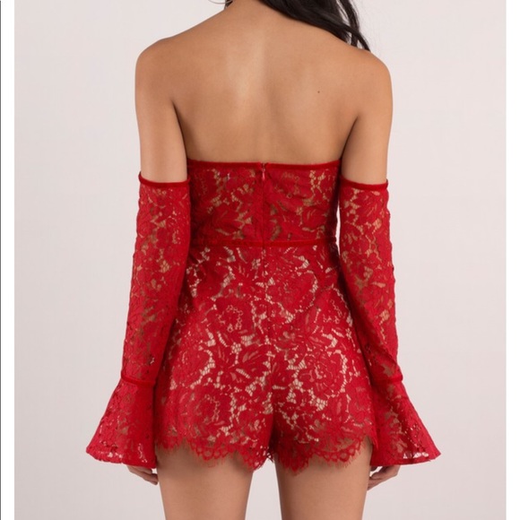 Tobi Red lace romper - Picture 2 of 3